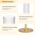 Gold Hurricane Glass Candle Holders: Cadhodenm Tall Glass Candlestick Holder for Wedding Set of 3 Brass Taper Candle Holders Modern Candle Sticks Holder for Table Centerpiece Party Christmas Home