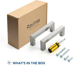 Ravinte 15 Pack Brushed Nickel Kitchen Cabinet Handles 3-3/4 Inch Cabinet Pulls Square Kitchen Hardware for Cabinet Drawer Pulls Drawer Handles Come with Screwdriver