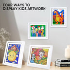Kids Art Frames - Changeable Front Opening Holds 150, 10x12.5 Picture Frame for Displaying Kids' Artwork, Drawing, With Storage (White)