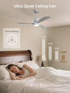 Sofucor Low Profile Ceiling Fan with Lights Remote Control 52 Inch Flush Mount Ceiling Fan Modern Wood Blade Fan for Bedroom Living Room Indoor Outdoor Farmhouse Patio, Noiseless DC Motor