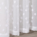 MYSKY HOME White Sheer Short Curtains with Pom Pom for Small Windows Bedroom Nursery Kids Girls Room Curtains Cafe Kitchen Light Filtering Boho Drapes, Rod Pocket,38 x 54 Inches, 2 Panels