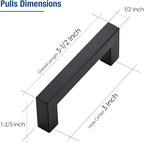 JOY DECOR 4 Pack Cabinet Handles, Black Cabinet Pulls, 3 Inch Kitchen Closet Handles Square Drawer Pulls Stainless Steel Drawer Hardware, 76mm Hole Centers