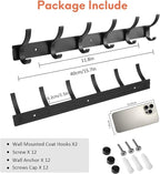 2 Pack Coat Rack Wall Mount, Coat Hooks Wall Mount, Wall Hooks for Hanging, Hat Rack for Wall, Coat Hanger Wall Mount, Towel Hooks for Bathrooms