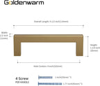 goldenwarm 15 Pack Champagne Bronze Cabinet Pulls Bronze Drawer Pulls 4 Inch Kitchen Cabinet Handles Champagne Gold Drawer Handles T Bar Square Hardware for Kitchen Bedroom Cupboard, 102mm Hole Center