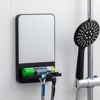 TAILI Shower Mirror Fogless Suction, Shaving Mirror with Razor Holder, Fog Free with Storage Tray, Rust-Proof, Shatterproof, Removable, Bathroom & Shower Accessories, Black