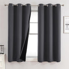 ChrisDowa 100% Blackout Curtains for Bedroom with Black Liner, 2 Thick Layers Total Blackout Thermal Insulated Grommet Small Window Curtains 54 Inch Length 2 Panels Set (Dark Grey, 42 x 54 Inch)