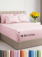 Extra Deep Queen Sheet Set - 6 Piece Breathable and Cooling Sheets - Hotel Luxury Bed Sheets Set - Easy Fit - Soft, Wrinkle Free and Comfy Sheets Set - Lavender Pink Sheet Set with Extra Deep Pockets