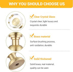 24-Pack 1-1/4-Inch Gold knob Dresser knobs White Cabinet Glass Crystal knobs Brass Drawer Polygonal Dresser Pulls, Drawer pulls
