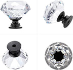 Ravinte 20 Pack Crystal Drawer Knobs - Glass Cabinet Knobs, Diamond Shaped, 30 mm with Black Base