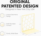 GEOMOD Geometric Honeycomb Yellow Metal Bookends Decorative - Tall Sturdy Book Ends for Shelves - Modern Heavy Duty Bookend Stopper - Office Shelf Book Holder - 6x3.25x6.25 Inches - 2 Pair