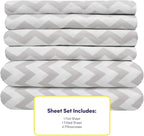 King Size Bed Sheets - 6 Piece 1500 Supreme Collection Fine Brushed Microfiber Deep Pocket King Sheet Set Bedding - 2 Extra Pillow Cases, Great Value, King, Chevron Gray