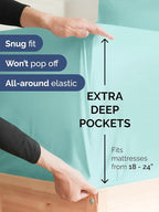 Extra Deep Twin Sheet Set - 4 Piece Breathable & Cooling Sheets - Hotel Luxury Bed Sheets Set - Easy & Secure Fit - Soft, Wrinkle Free & Comfy Sheets Set - Spa Blue Sheet Set with Extra Deep Pockets