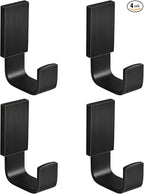 BESy Brass Clothes Hook Single Towel Hook for Bathroom Kitchen Garage Square Style Robe Hooks Coat and Hat Hook, Self Adhesive with Glue or Wall Mounted with Screws, Four Packs, Oil Rubbed Bronze