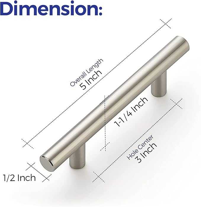 Ravinte 45 Pack | 5 Inch Cabinet Pulls Brushed Nickel Stainless Steel Kitchen Cupboard Handles Cabinet Handles 5 Inch Length, 3 Inch Hole Center