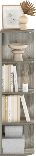 Furinno Pasir 4-Tier Corner Open Shelf Bookcase, French Oak