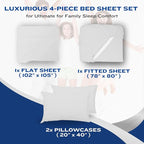 DREAMCARE Full Size Sheets - Cooling Bed Sheets - 4pcs Set - up to 15" Deep Pocket Full Sheet Set - Sheets Full Size Bed - Soft & Long Lasting 100% Fine Brushed Polyester with Side Pocket - White