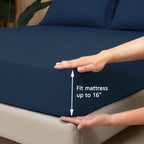 Mejoroom King Size Bed Sheet Set - Hotel Luxury 1800 Bedding Sheets & Pillowcases - 16" Deep Pocket Fitted Sheet, Soft, Breathable, Wrinkle & Fade Resistant - 4 Piece(King,Navy)