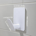DELITON 4 Pack Adhesive Towel Hooks - White Heavy Duty Self Adhesive Hooks Stick on Wall Hanging Robes Coats Clothes for Bathroom Bedroom Kitchen Door, Stainless Steel