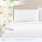 RV Queen Bed Sheets - Breathable Luxury Sheets with Full Elastic & Secure Corner Straps Built In - 1800 Supreme Collection Extra Soft Deep Pocket Bedding Set, Sheet Set, RV Short Queen, White