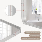 36x30"Bathroom Vanity Mirror for Wall, Aluminum Framed, Farmhouse Rectangle, Anti-Rust, HD Reflection Anti-Desilvering, Distortion Free, Tempered and Shatter-Proof Wall Mounted Mirror, Silver