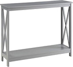 Convenience Concepts Oxford Console Table 39.5" - Sofa Table with Storage Shelf, Transitional Entryway Hall Table for Living Room and Bedroom, Display Foyer Table, Gray