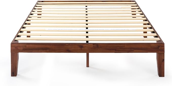 Mellow Naturalista Classic - 12 Inch Solid Wood Platform Bed with Wooden Slats, No Box Spring Needed, Easy Assembly, Queen, Espresso