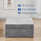 SINWEEK 4" Queen Folding Mattress with Storage Bag - Foldable Trifold Floor Bed Topper, CertiPUR-US Certified Guest Sleeping Pad, Machine Washable Cover & Waterproof Inner Lining