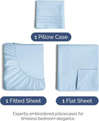 Twin Size 3 Piece Sheet Set - Comfy Breathable & Cooling Bed Sheets Set - Hotel Luxury Bedding for Women, Men, Kids, Teens, Boys & Girls - Deep Pockets, Soft and Wrinkle Free - Oeko-Tex - Light Blue
