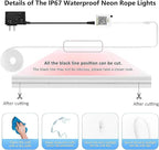 Neon Rope Lights, 19.68FT RGB Led Strip Lights, Waterproof IP67, DIY Design, Music Sync, 24 Keys Remote Control, Multiple Modes, for Living Room, Bedroom, Holiday Decoration