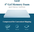 LUCID 4 Inch Mattress Topper, California King Size – Cooling Gel Infused Memory Foam – Plush Feel – Ventilated Breathable Design – CertiPur Certified