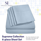 Queen Sheets Blue Misty - 6 Piece 1500 Supreme Deluxe Collection Deep Pocket Ultra Soft Queen Sheet Set Bedding - 2 Extra Pillow Cases, Great Value, Queen, Blue Misty