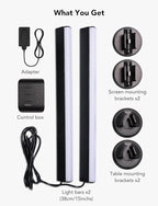 Govee RGBIC Light Bars, 15 Inches WiFi TV Backlight Suitable for 45-70 inch TVs, Smart Light Bars with Multiple Placement Options, Work with Alexa and Google Assistant, Black