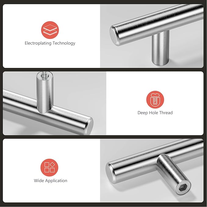 homdiy Brushed Nickel Cabinet Pulls Cabinet Handles, 5in(128mm) Center to Center Dresser Drawer Handles Silver Drawer Pulls for Kitchen, Bedroom, Bathroom, Wardrobe Hardware