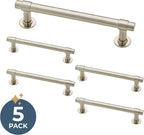 Franklin Brass - Francisco Satin Nickel Cabinet Handles 4 Inch (4") Hole Center Pulls | Easy Install, Durable Hardware for Kitchen Cabinet Door, Drawers, Dresser Pull, Furniture (5 Pack)