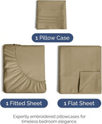 Twin Size 3 Piece Sheet Set - Comfy Breathable & Cooling Bed Sheets Set - Hotel Luxury Bedding for Women, Men, Kids, Teens, Boys & Girls - Deep Pockets, Ultra-Soft and Wrinkle Free - Oeko-Tex - Khaki