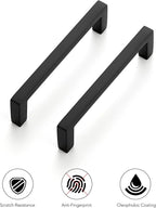 Ravinte 10 Pack Matte Black Cabinet Pulls, 3-3/4 Inch (96mm) Hole Center Slim Kitchen Handles, Square Drawer Pulls for Cabinets & Cupboards, Hardware