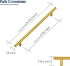 JOY DECOR 15 Pack Cabinet Handles, Gold Cabinet Pulls, 8-3/4 in Hole Center Kitchen Cabinet Handles, Stainless Steel T Bar Handles for Dresser Drawers