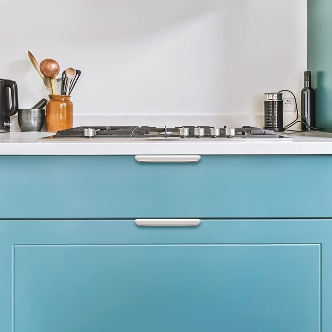 Ravinte Hardware 20 Pack Silver Cabinet Handles, 4.75 Inch (120mm) Finger Edge Pulls, 3.75 Inch Hole Center, Finger Pulls for Cabinets