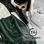 NANPIPER Flannel Blanket Reversible Sherpa Throw Blanket Super Soft Plush Warm Fleece Microfiber for Home/Outdoor/Travel (50"x60",Olive Green)