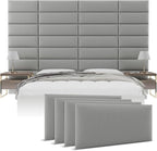 Vänt Upholstered Wall Panels - King/Cal King Size Wall Mounted Headboards - Vintage Leather Light Grey - Twin/King - Set of 4 Panels (Each Individual Panel 39"x11.5")