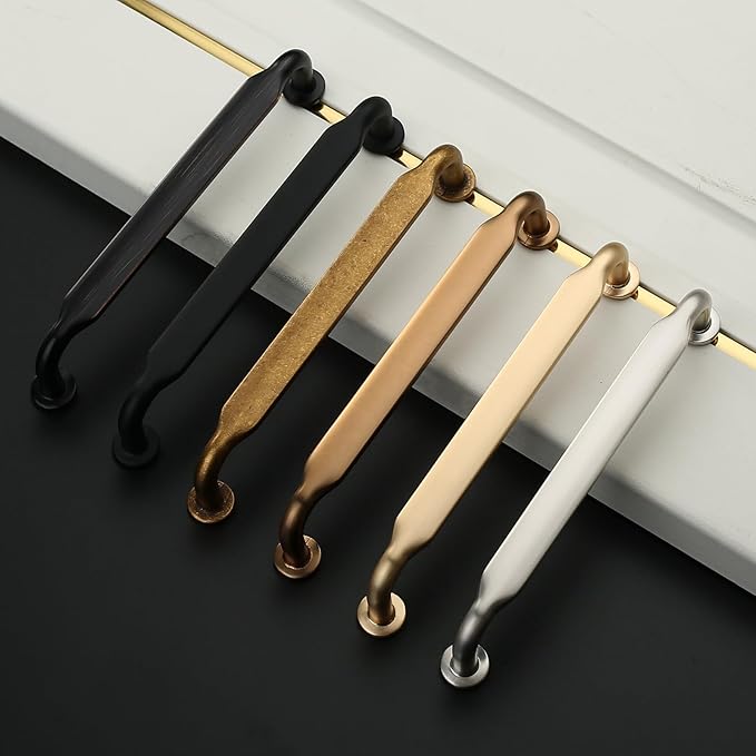 Asidrama 10 Pack 5 Inch(128mm) Brushed Brass Kitchen Cabinet Handles, Cabinet Pulls Kitchen Cabinet Hardware for Cupboard Drawer Pulls