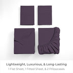 Mellanni Queen Sheets Set - 4 PC Iconic Collection Bedding - Hotel Luxury, Extra Soft, Cooling Bed Sheets - Wrinkle, Fade, Stain Resistant (Queen, Purple)