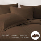 Monbix Queen Comforter Set - 7 Pieces Chocolate Brown Bed in a Bag Queen Bedding Sets with Comforters, All Seasons Down Alternative Comforter Bed Set with Sheets, Pillowcases & Shams