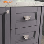 Brushed Nickel Cabinet Pulls 10 Pack 3 Inch Modern Drawer Handles Kitchen Cupboard Half Moon Bathroom Dresser Sunflower Cup Flat Pull SH-BN76-10