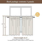 Chyhomenyc Taupe Sheer Curtains 30 inch Length 2 Panels, Light Filtering Voile Rod Pocket Short Window Curtians for Bathroom Living Room Farmhouse Small Windows, 42Wx30L inches