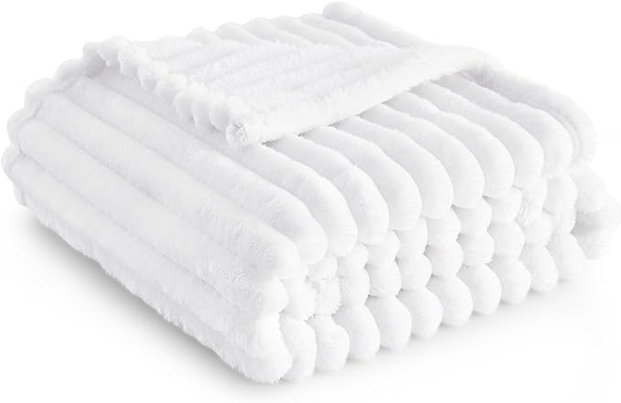 Bedsure GentleSoft Twin Fleece Blanket for Couch - Cozy Soft Blankets for Women, Cute Small Throws for Girls, White, 60x80 Inches