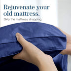 COONP King Mattress Topper, Extra Thick Pillowtop, Cooling Plush Mattress Pad Cover Bed Topper Protector with 8-21 Inch Deep Pocket (Navy Blue, King)