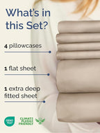 Extra Deep King Sheet Set - 6 Piece Breathable and Cooling Sheets - Hotel Luxury Bed Sheets Set - Easy & Secure Fit - Soft, Wrinkle Free and Comfy Sheets Set - Wheat Sheet Set with Extra Deep Pockets