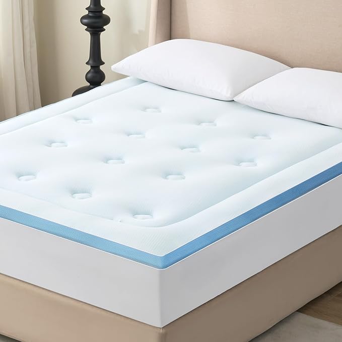 Hansleep King Mattress Topper Viscose Derived from Bamboo, Memory Foam Pillow Top Mattress Topper King with Deep Pocket, Breathable Mattress Pad for Back Pain Relief, 78" x 80", White