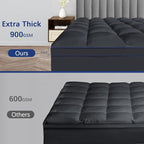 CYMULA Queen Mattress Topper, Grey Mattress Pad Bed Topper Cover, Extra Thick Pillow Top Mattress Topper with Deep Pockets, Cooling Plush Down Alternative Fill Mattress Protector